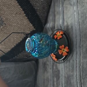 Glass Hummingbird Feeder for Outdoors, Vibrant Colors 18oz.